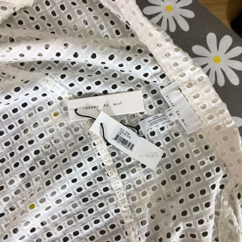 NWT Fleur du Mal Eyelet Cropped Jacket - 0 - Picture 7 of 7